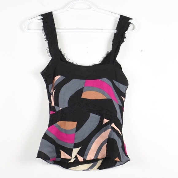Y2k Diane Von Furstenberg Silk Slip Lace Babydoll Tank Color Top 0 - Picture 2 of 2
